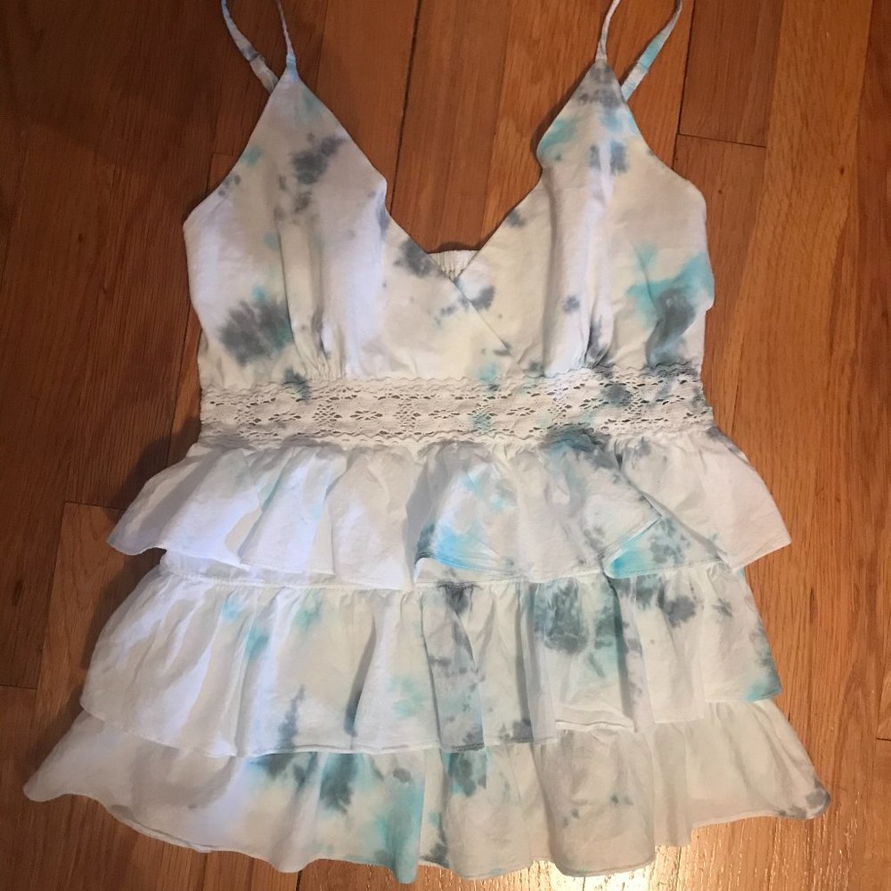 Custom Cloud Tie Dye Lace Ruffle Top
